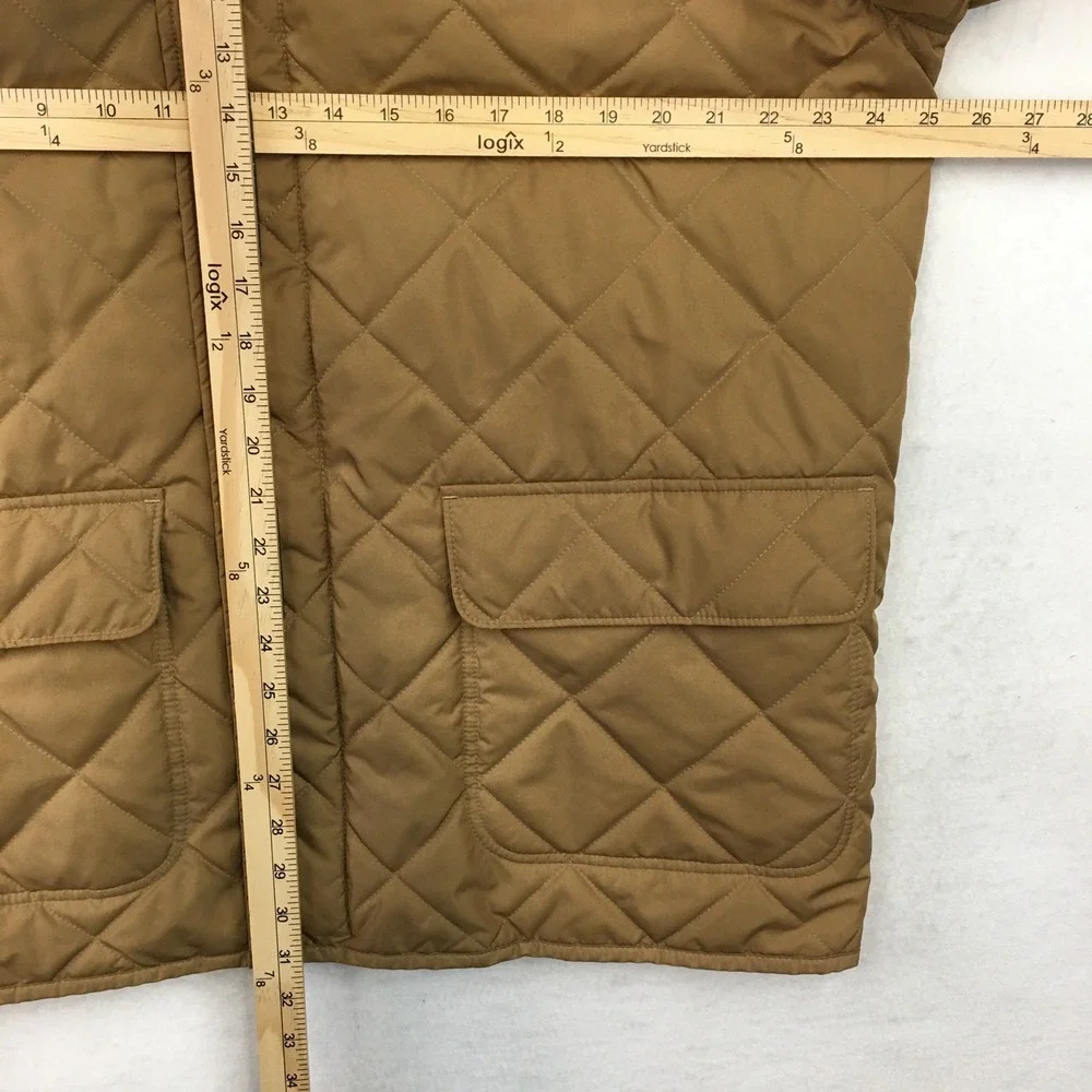 Vintage Polo Ralph Lauren Quilted Barn Jacket Tan Full Zip Collar Pockets Mens L